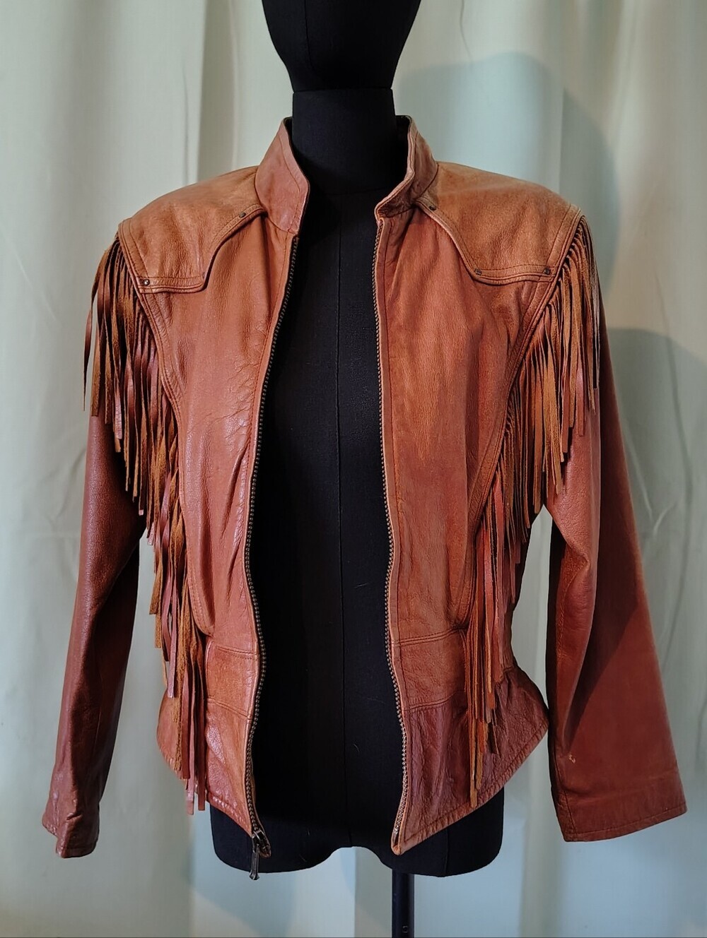 Wilsons Leather Fringe Tassel Jacket Burnt Orange Women 80s Vintage Retro Medium - Picture 2 of 16